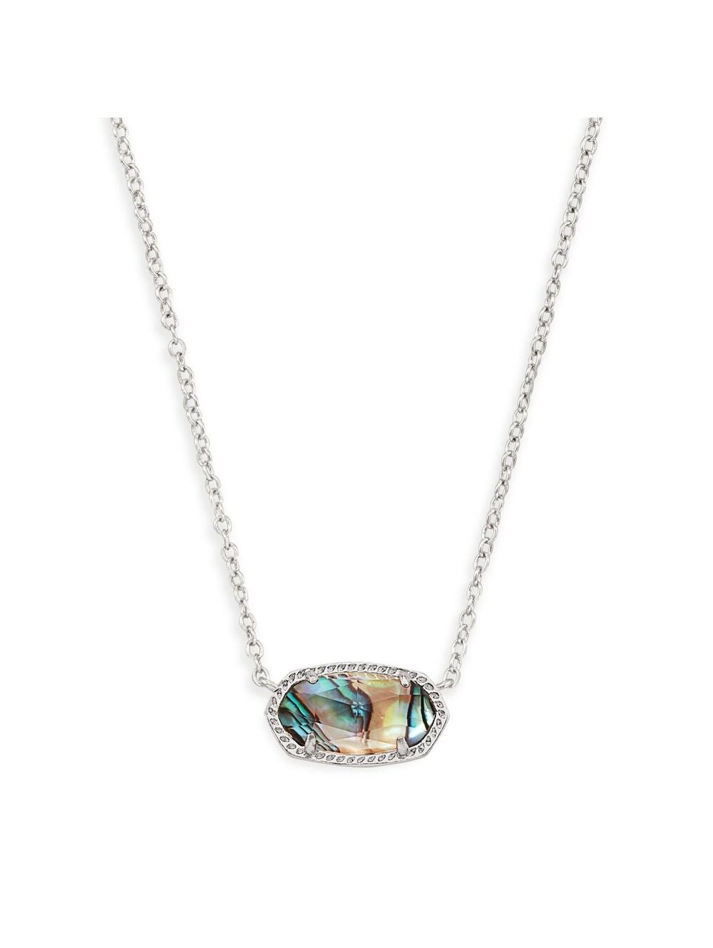 Elisa Silver Black Mother of Pearl Abalone Necklace